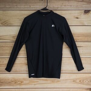 Starter Activewear Long Sleeve Shirt Boys Size L Black Polyester Fitted Stretch